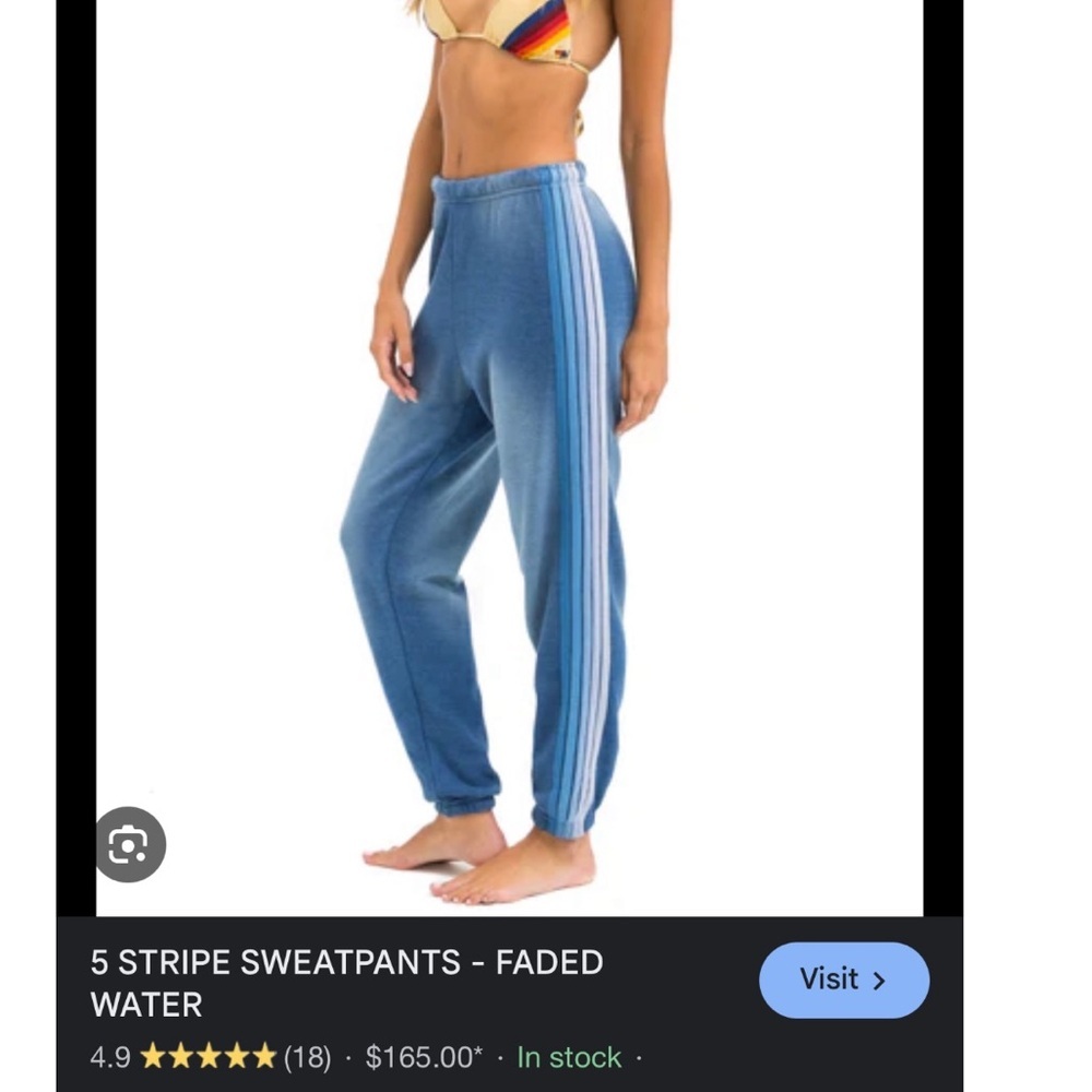 New Aviator Nation Faded Water blue Joggers 5 Stripes Small